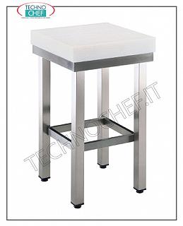 Polyethylene Butcher Blocks 50x50 cm, 10 cm thick, on stainless steel pedestal Meat block in polyethylene, 10 cm thick, on stainless steel pedestal, dimensions 500x500x900h mm
