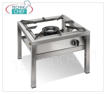 Technochef - Professional floor gas stove, 1 Kw.20 burner, mod.SP6050LMIR Professional floor gas stove in stainless steel, with 1 kw.20.00 burner, weight 22.5, dim.mm.600x600x500h