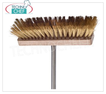 TECHNOCHEF - Rectangular wooden brush with stainless steel handle, Mod.2764 / 22 Brush for rectangular wooden oven cm.22, with handle in 18/10 stainless steel, mt.1,5 long