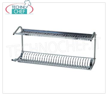 Stainless steel plate-drainer with 2 shelves 18/8 polished stainless steel plate rack / glass rack with 2 shelves, dim.mm.800x260x370h