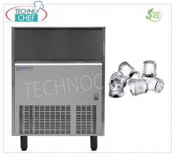 ICETECH - ICE MACHINE in FULL CUBES, Yield 134-136 Kg / 24 hours, DEPOSIT 60 Kg, Professional, model SS135 Full ice cubes machine, yield 134 Kg / 24 hours, storage 60 Kg, stainless steel exterior, air cooling, Gas R290, V.230 / 1, Kw.1.15, weight Kg.83, dim.mm 930x565x915h