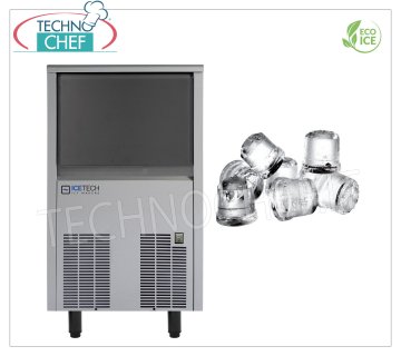 ICETECH - ICE MACHINE in FULL CUBES, Yield 32-34 Kg / 24 hours, DEPOSIT 15 Kg, Professional, model SS35 Full ice cube machine, yield 32 Kg / 24 hours, 15 Kg storage, stainless steel exterior, air-cooled, Gas R290, V.230 / 1, Kw.0,4, weight Kg.41, dim.mm.435x605x695h