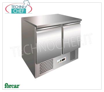 Forcar - Tavolo Congelante-Freezer 2 Porte, lt.240, Temp. -12°/-18°C, Class D, GAS R290, mod.G-SS45BT Freezer table-Freezer 2 doors, Professional, capacity lt.240, temp. -12°/-18°C, Gastronorm 1/1, with Fan to Uniform the Temperature, ECOLOGICAL in Class D, Gas 290, V.230/1, Kw.0,26, Weight 86 Kg,dim.mm.943x700x850h