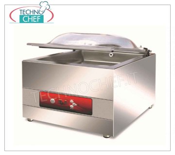 Professional vacuum chamber machine, sealing bar 49 cm, chamber 50x46x20h cm, mod. SUPERIOR PLUTONE LINE BELL VACUUM PACKAGING MACHINE, Mod. SUPERIOR, with 500x460x200h mm CHAMBER, 490 mm SEALING BAR, DIGITAL CONTROLS, V. 230/1 - 1.15 Kw - external dimensions mm. 560x610x430h