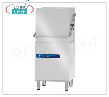 TECHNOCHEF - Dishwasher hood, mechanical controls, max 60 baskets / hour DISHWASHER DISHWASHER, max 60 basket per hour, control panel with buttons, 4 cycles of 60/90/120/240 sec, square basket mm.500x500, washing pump 1.34 Kw, rinse aid dispenser Electric, V.400 / 3 + N, Kw 6.74, Weight 133 Kg, dim.mm.620x770x1900h