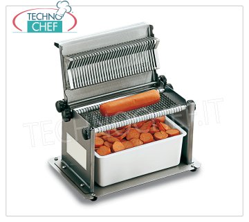 TECHNOCHEF - Manual sausage cutter 34 Blades, Cutting Thickness 6 mm, Model TW6 Manual frankfurter in stainless steel with 34 blades, cutting thickness 6 mm, weight 2 Kg, dim.mm.280x170x170 / 270h