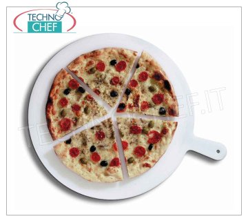 Sliced pizza cutter CUTTING BOARD in polyethylene with handle, thickness 12 mm, diameter 49 cm