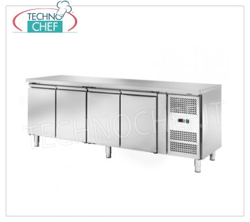 4-Door Refrigerator Table, Temp.-2°/+8°C, lt.449, Ventilated, Class D, mod.AKS4104TN 4 DOORS Refrigerated Counter Table, Professional, SNACK Line, Temp.-2°/+8°C, capacity 449 litres, ventilated refrigeration, ECOLOGICAL in Class D, Gas R290, V.230/1, Kw.0,345, Weight 131 Kg , dim.mm.2230x600x850h