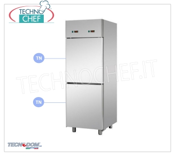 Professional 2 1/2 door combined refrigerator cabinet, double temperature, lt. 700, TECNODOM brand Combined refrigerator cabinet 2 half doors, TECNODOM brand, stainless steel structure, capacity 700 liters, dual temperature 0 ° / + 10 ° C, 0 ° / + 10 ° C, ventilated refrigeration, Gastro-Norm 2/1, V. 230/1, Kw.0,385 + 0,385, Weight 150 Kg, dim.mm.710x800x2030h