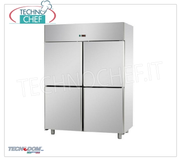 TECNODOM - Freezer-Freezer Cabinet 4 1/2 doors, lt.1400, PASTRY Freezer-Freezer Cabinet 4 half doors, TECNODOM brand, with stainless steel structure, 1400 liter capacity, low temperature -18°/-22°C, ventilated refrigeration, PASTRY Trays mm 600x400, V.230/1, Kw.0 ,7, Weight 175 Kg, dim.mm.1420x800x2030h