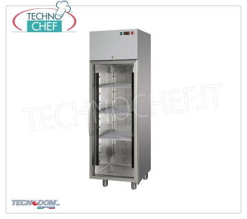 TECNODOM - Freezer-Freezer Cabinet 1 glass door, lt.400, negative temperature Freezer-Freezer Cabinet 1 glass door, TECNODOM brand, with stainless steel structure, 400 liter capacity, low temperature -18°/-22°C, ventilated refrigeration, V.230/1, Kw.0,65, Weight 90 Kg, dim.mm.600x620x1900h