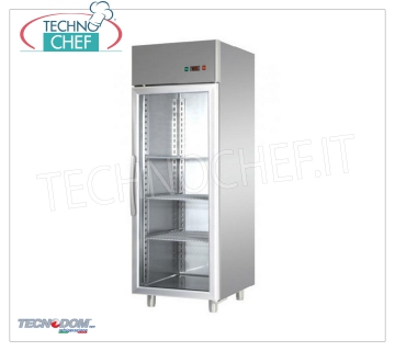 TECNODOM - Freezer-Freezer Cabinet 1 glass door, 700 l, negative temperature Freezer-Freeze Cabinet 1 glass door, TECNODOM brand, with stainless steel structure, 700 lt capacity, low temperature -18°/-22°C, ventilated refrigeration, Gastro-Norm 2/1, V.230/1, Kw .0,65, Weight 144 Kg, dim.mm.710x800x2030h