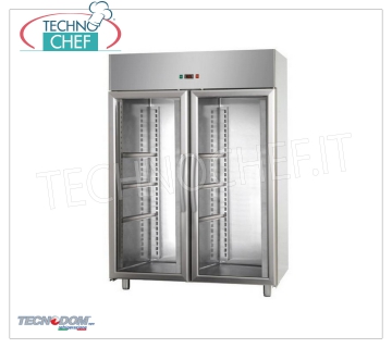 TECNODOM - Freezer-Freezer Cabinet 2 glass doors, lt.1200, negative temperature Freezer-Freezer Cabinet 2 glass doors, TECNODOM brand, with stainless steel structure, 1200 liter capacity, low temperature -18°/-22°C, ventilated refrigeration, V.230/1, Kw.0,7, Weight 189 Kg, dim.mm.1420x700x2030h