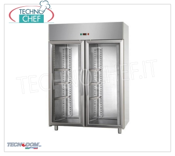 Technochef - Refrigerator 2 glass doors, lt. 1200, Professional, mod AF12EKOMTNPV Refrigerator 2 glass doors, lt.1200, temperature 0 ° / + 10 ° C, ventilated refrigeration, V.230 / 1, Kw.0.57, Weight 171 Kg, dim.mm.1420x700x2030h
