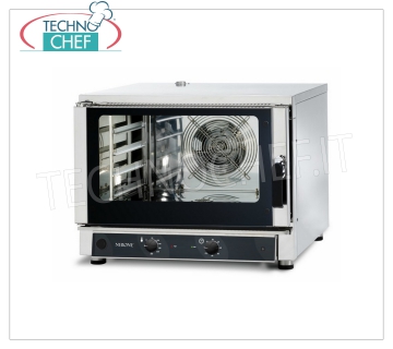 TECNODOM-Electric Convection Oven 4 GN 1/1 Trays, MECHANICAL CONTROLS, mod. NERONE MID 4 MEC. CONVECTION OVEN Electric Convection, Professional, capacity 4 Gastro-Norm 1/1 or 600x400 mm trays (excluded), MECHANICAL CONTROLS, V.400/3 + N, Kw.5,45, Weight 79 Kg, dim.mm.840x910x670h