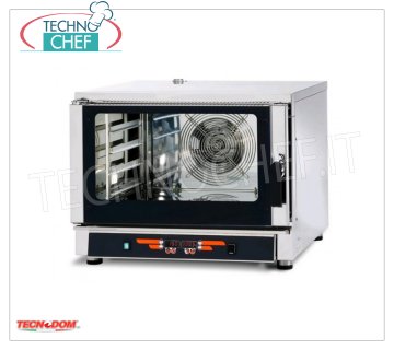 TECNODOM-Digital Electric Convection-Steam Oven 4 Trays GN 1/1 or 60x400 cm, mod. NERONE MID 4 DIG. ELECTRIC CONVECTION-STEAM OVEN for GASTRONOMY and PASTRY, capacity 4 TRAYS Gastro-Norm 1/1 or mm.600x400 (excluded), DIGITAL CONTROLS, 9 cooking programs, V.400/3+N, Kw.5,45, Weight 79 Kg, dim.mm.840x910x670h