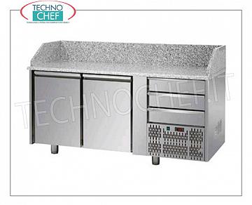 Pizza Counter 2 Doors, 3 Drawers, Granite Top, GN 1/1, Ecological Ventilated REFRIGERATED PIZZA COUNTER 2 DOORS and 3 NEUTRAL DRAWERS, GRANITE top, temp.+0°/+10°C, ECOLOGICAL Ventilated Fan, Gas R404a/R507, V.230/1, Kw.0,495, Weight 86 Kg, dim.mm .1610x750x1030h