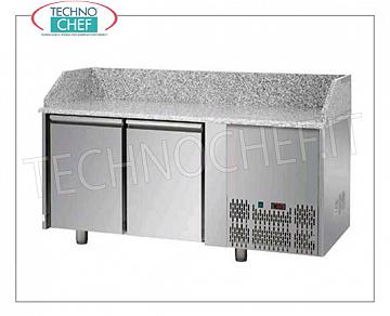 2 DOOR Refrigerated Pizza Counter, GRANITE Top, Ventilated Class D REFRIGERATED PIZZA COUNTER with 2 DOORS, GRANITE top, temp.+0°/+10°C, ECOLOGICAL Ventilated in CLASS D, V.230/1, Kw.0,495, Weight 83 Kg, dim.mm.1610x750x1030h