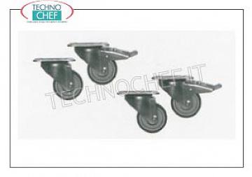 Complete pizza benches 4-wheel set, of which 2 with brake