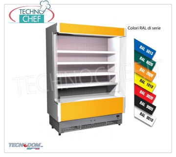 Frigor Murale Display rack, VULCANO Line Deep 60 cm, LONG 148 cm, with and without cooling unit EXHIBITOR WALL FRIGOR, Brand TECNODOM, Line VULCANO 60, with 4 adjustable shelves, LIGHTING higher than neon, temperature + 3 ° / + 5 ° C, prepared for REMOTE REFRIGERANT UNIT, V.230 / 1, Kw.0,084, Weight 200 Kg, dim.mm.1480x602x1970h