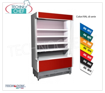 Frigor Murale Display rack, VULCANO Line Deep 60 cm, LONG 108 cm, with and without cooling unit EXHIBITOR WALL FRIGOR, Brand TECNODOM, Line VULCANO 60, with 4 adjustable shelves, LIGHTING superior to neon, temperature + 3 ° / + 5 ° C, predisposed for REMOTE REFRIGERANT UNIT, V.230 / 1, Kw.0,084, Weight 140 Kg, dim.mm.1080x602x1970h