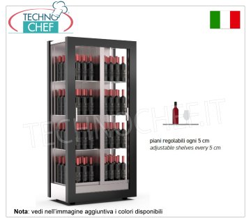 WINE CELLAR-TECA capacity 128 bottles Vertical, Static-Ventilated, 3 Glass Sides, dim.mm.874x568x1865h