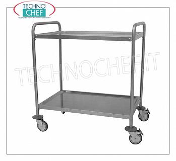 Service trolleys in stainless steel AISI 304 stainless steel trolley with 2 molded shelves of 800x500 mm, weight 13.5 kg, dim.mm.890x590x920h