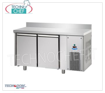 TECNODOM - FREEZER/FREEZER TABLE 2 doors with Backsplash, lt.310 2 DOOR FREEZER/FREEZER TABLE with UPSTAND, TECNODOM brand, capacity lt.310, operating temperature -18°/-22°C, ventilated refrigeration, Gastro-Norm 1/1, V.230/1, Kw.0,655, Weight 100 Kg, dim.mm.1420x715x950h