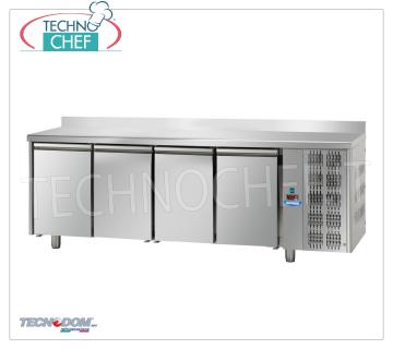 Tecnodom- Professional Fridge/Refrigerated Table 4 doors, Mod.TF04MIDGNAL REFRIGERATED TABLE 4 doors with upstand, TECNODOM brand, capacity 620 l, operating temperature 0°/+10°C, ventilated refrigeration, Gastro-Norm 1/1, V.230/1, Kw.0,495, Weight 123 Kg , dim.mm.2320x700x950h