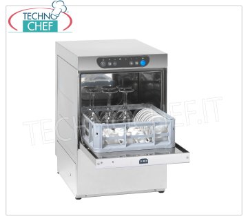 Glasswasher, square basket 40x40 cm or round Ø 40, Max Useful Height 30 cm, Mechanical Controls, 1 cycle, V. 220/1 GLASS WASHER-WASHING MACHINE Bar SQUARE basket 400x400 mm, ELECTROMECHANICAL controls, 1 cycle of 120 sec, 30 baskets / hour, max glass height 300 mm, RINSE AID dispenser, V.230 / 1, Kw. 3,2, Weight 37 Kg, dim.mm.455x550x700h.
