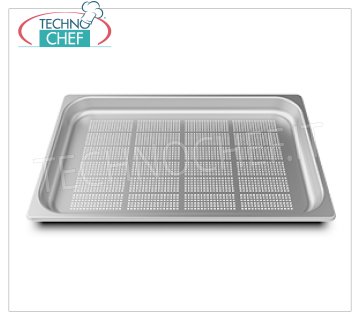 SPIDOCOOK - Perforated stainless steel GN 1/1 tray, h 40 mm, Mod.TG820 Gastro-Norm baking tray 1/1 (mm 530x325) in perforated stainless steel, h 40 mm.
