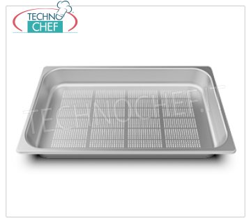 SPIDOCOOK - Perforated stainless steel GN 1/1 tray, h 65 mm, Mod.TG830 Gastro-Norm baking tray 1/1 (mm 530x325) in perforated stainless steel, h 65 mm.