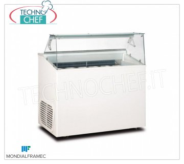 MONDIAL FRAMEC - Display cabinet for creamed ice cream, lt.246, Mod.TOP6 Display cabinet for creamed ice cream, MONDIAL FRAMEC, capacity 246 liters, temperature -15 ° / -20 ° C, STATIC FINNED PIPELINE evaporator, V.230 / 1, Kw 0.42, Weight 91 Kg, dim.mm.1200x673x1175h