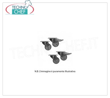Technochef - Set of 4 wheels, 2 of which with brake Set of 4 wheels, 2 of which with brake