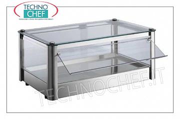 Neutral counter display counters 1-PIANO SWITCH NEUTRA EXHIBITION, STAINLESS STEEL STRUCTURE, 4-SIDED GLASS, PORTABLE OPERATING PLEXIGLASS DOOR, suitable for Gastro-Norm 2/3, Weight Kg.7, dim.mm.370x370x240h