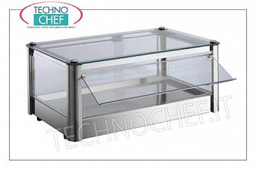 Neutral counter display counters 1-PIANO WINDOW NEUTRA EXHIBITION, STAINLESS STEEL, 4-SIDED FLOOR, OPERATING PLEXIGLASS FLOOR DOOR, suitable for Gastro-Norm 1/1, Weight Kg.10, dim.mm.570x370x240h