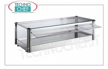 Neutral counter display counters 1-PIANO SWITCH NEUTRA EXHIBITION, STAINLESS STEEL STRUCTURE, 4-SIDED Glass, OPERATING Plexiglass PORTABLE DOOR, suitable for Gastro-Norm 1/1 + 1/2 basin, Weight Kg.15, dim.mm.870x370x240h
