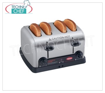 TECHNOCHEF - 4 Slices Ejector Toaster, Mod.TPT230/4 4 Slice ejection toaster, made of stainless steel, with individual toaster controls and removable crumb tray, V.230/1, Kw.2,388, dim.mm.343x313x204h