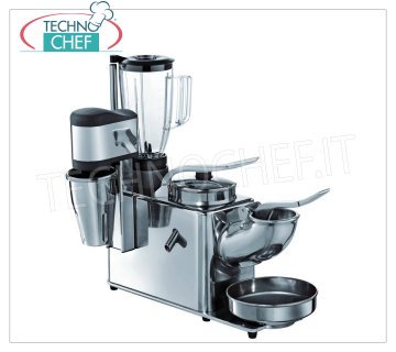 TECHNOCHEF - Ice Crusher / Citrus Squeezer / Blender / Professional Mixer, Mod.TSBM Multiple group composed of 4 functions: Ice Crusher / Citrus Squeezer / Blender / Mixer with structure in stainless steel and aluminum, V.230/1, Kw.1,05, Weight 20 Kg, dim.mm.480x345x530h