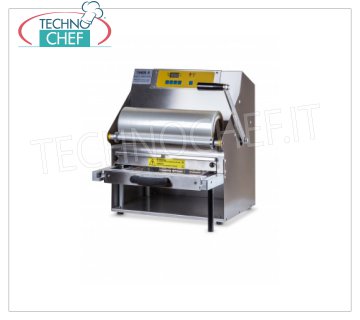 TECHNOCHEF - Manual Lever Thermosealer for Trays, Mod.TSM105-R MANUAL LEVER THERMOSEALING MACHINE WITHOUT MOLD, for PREFORMED TRAYS with MAXIMUM SIZE of mm 370x280x155h, V.230/1, kw 1,4, dimensions mm 485x510x555h