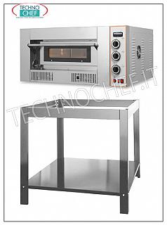 Modular pizza oven with gas, mm 620x920x155h 1 chamber gas pizza oven mm. 620x920x155h, for 6 pizzas diam. 300 mm., Refractory top, thermal power 21.00 Kw, dimensions east. mm. 1000x1220x475h