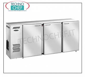 Refrigerated tables for bars Multi-purpose refrigerated backboard, 3 stainless steel blinds, ventilated, + 2 ° + 8 °, V 230/1, kW 3,96, dim. Mm 2140x540x850h.