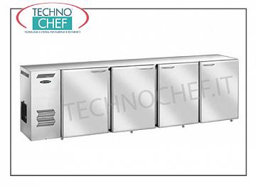 Refrigerator counters for bars Multi-purpose refrigerated back counter, 4 blind doors in stainless steel, ventilated, temp. + 2 ° + 8 °, V 230/1, kW 4.23, dim. mm 2400x540x850h.