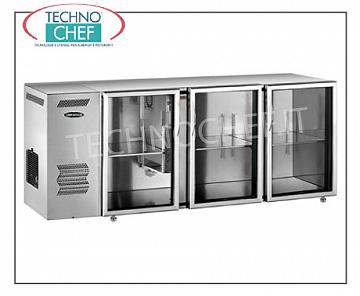 Fridge bars for bar Refrigerated multi-purpose refrigerator, 3 glass doors, ventilated, temp + 2 ° + 8 °, stainless steel / stainless steel