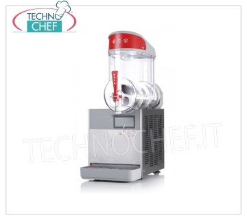 Slush machine, ice cream maker and cold creams with 1 tank of lt.10, Mod.MT1PLUS / G Sorbet maker / Slush machine with 1 tank of 10 liters in unbreakable non-toxic polycarbonate, stainless steel body, air-cooled condenser, V.230 / 1, Kw.0.46, Weight Kg 26, dim.mm 280x470x690h