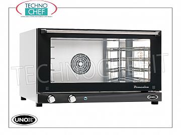 UNOX - Electric Convection Oven, mod. XF043 - Domenica, 4 Trays of cm. 60x40, Electric CONVENTION OVEN UNOX-MICRO Line, Mod. SUNDAY for GASTRONOMY and PASTRY, capacity 4 TRAYS of mm. 600x400, version with MANUAL CONTROLS, V.230 / 1-400 / 3, Kw. 5,30 / 3,2, Weight 44 Kg, dim.mm. 800x706x472h