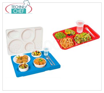 Single-part trays with compartments 