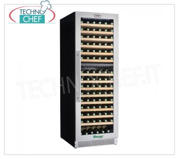 Forcar - VENTILATED WINE CELLAR ''ENOLO'' for 95 BOTTLES, DOUBLE TEMPERATURE, Mod.G-VI180D Refrigerated wine cellar, 1 glass door, capacity 95 bottles, VENTILATED double temperature refrigeration +5°/+12°C ~ +12°+20°C, LED lighting, V.230/1, Kw.0,16, Weight 94 Kg, dim.mm.710x595x1720h.