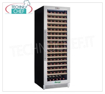 Forcar - VENTILATED WINE CELLAR '' ENOLO '' for 178 BOTTLES, TEMPERATURE + 5 ° / + 18 ° C, Mod.G-VI180S Refrigerated wine cellar, 1 glass door, capacity 178 bottles, temperature + 5 ° / + 18 ° C, ventilated refrigeration, LED lighting, V.230 / 1, Kw.0.16, Weight 92 Kg, dim.mm. 710x595x1720h.