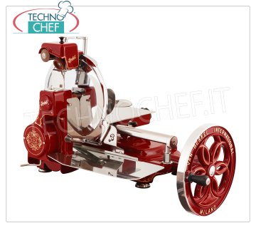 BERKEL - Flywheel Slicer Mod.B114, blade Ø 319 mm, Professional manual flywheel slicer, red color, with blade diameter mm 319, weight 55 kg, dim.mm.825x670x700h